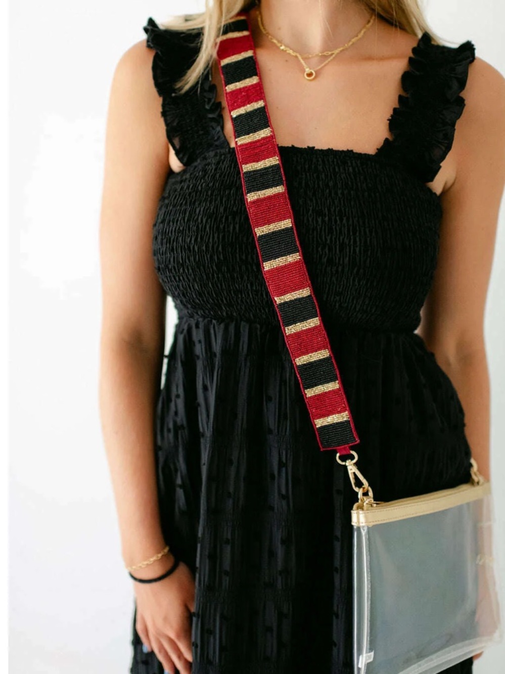 Caroline Hill Beaded Bag Strap Garnet Black & Gold NWOT FSU Florida State Noles